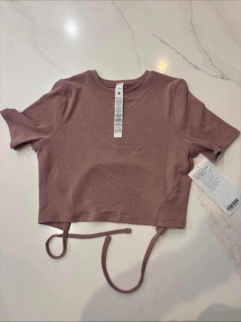 lululemon athletica Cropped Tie-Hem Tee in Mauve